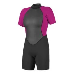 Oneill Neoprenanzug Wms Reactor-2 Back Zip S/S Spring 2/2 Damen Shorty C09 BLK/BERRY 2023